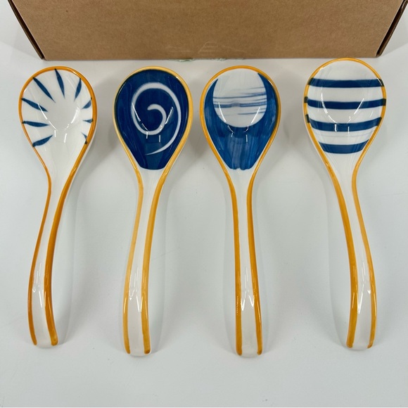Asian Ceramic Soup Spoons - Picture 1 of 8